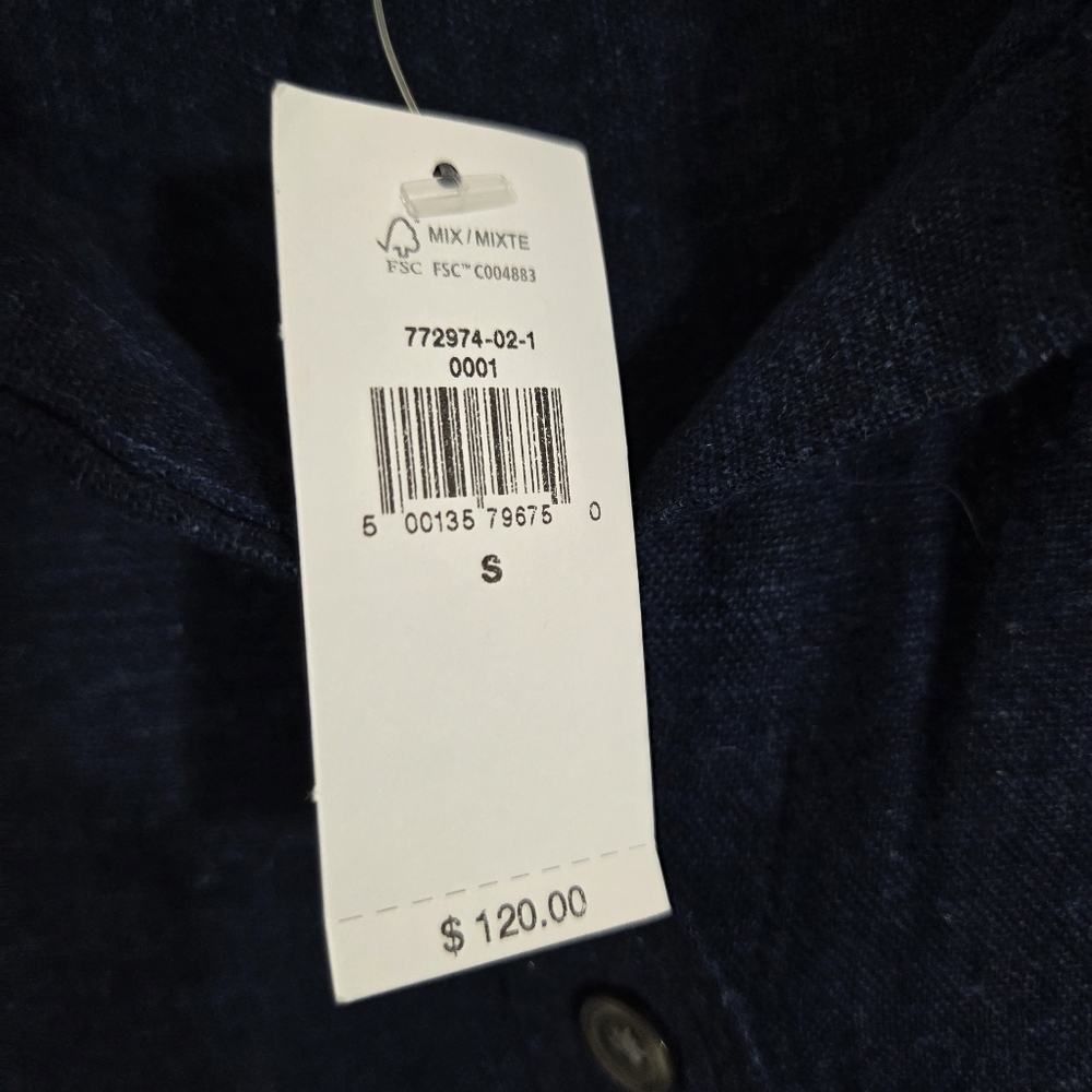 NWT Banana Republic Linen Blend Shirt Dress Navy Blue Mini Size Small - Picture 7 of 11